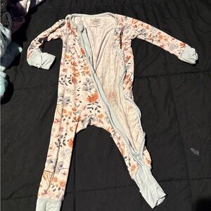 Caden Lane Floral Zippered Baby Outfit